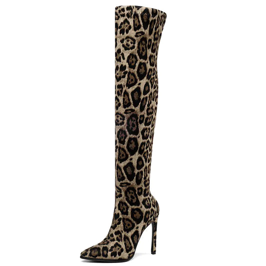 2020 Fall Leopard Print Over-the-Knee High Heels