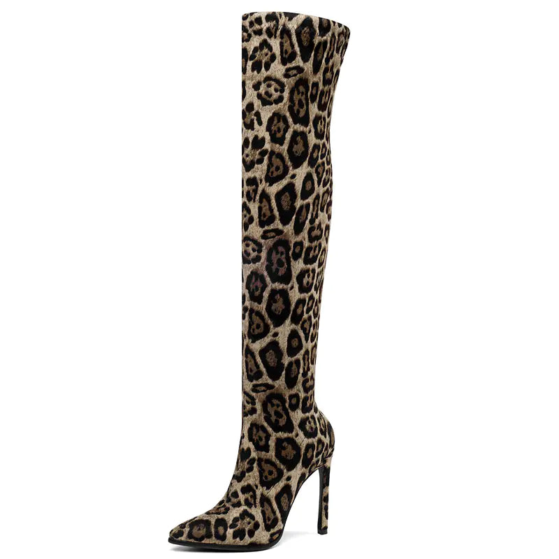 2020 Fall Leopard Print Over-the-Knee High Heels