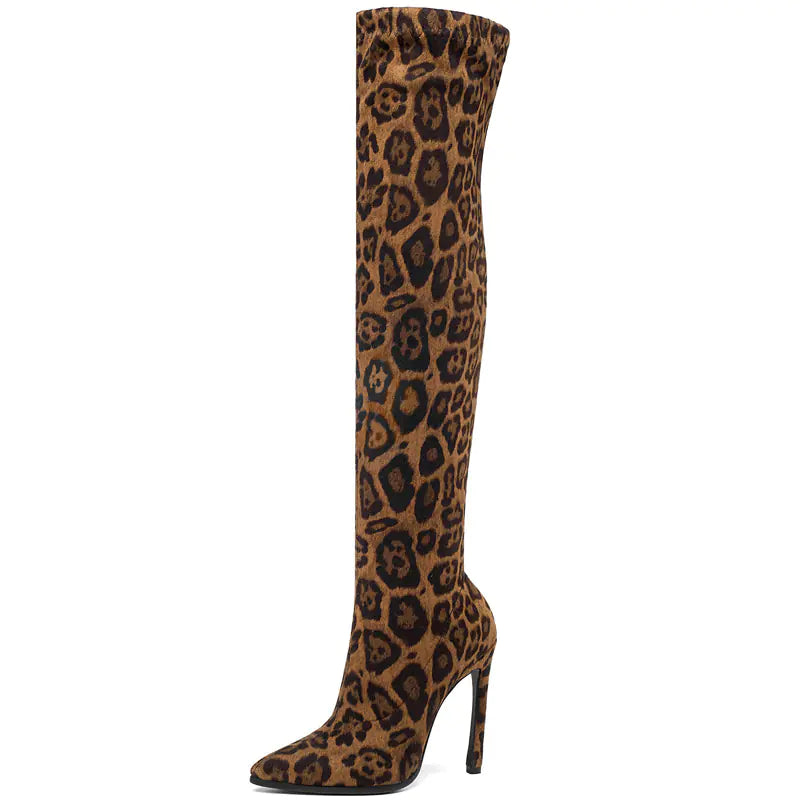 2020 Fall Leopard Print Over-the-Knee High Heels